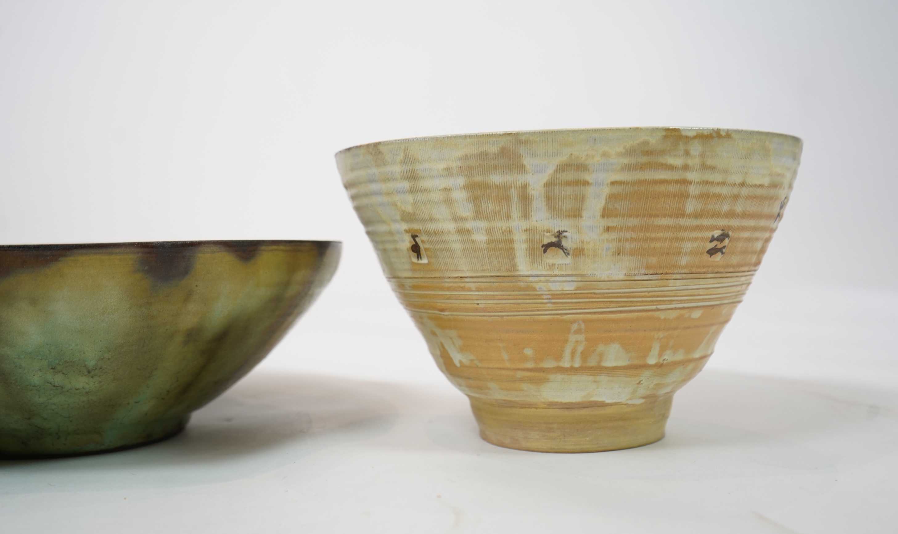 Gilbert Portanier (French, 1926-2023): Two large studio pottery bowls